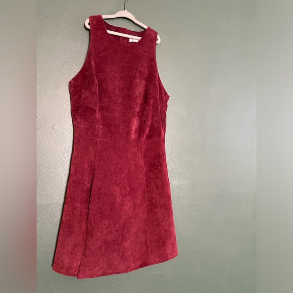 mini dress sleeveless corduroy Madam Rage burgundy red high neck side zip UK8 - Picture 14 of 15